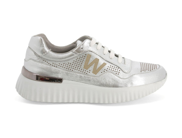 Melluso donna sneakers estive in pelle traforata argento K55331B-211645